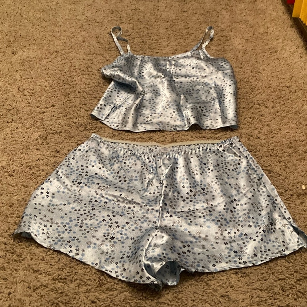 Limited too Blue Floral Satin Pajama Set